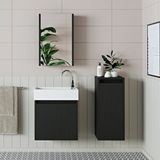 Roomart Ayaksız Tek Kapaklı Lavabolu 50 Cm Banyo Dolabı + Aynalı Üst Dolabı + Boy Dolabı