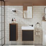 Roomart Ayaksız Tek Kapaklı Lavabolu 50 cm Banyo Dolabı ve Aynalı Üst Dolabı ve Boy Dolabı - Antrasit