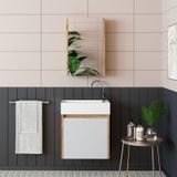 Roomart Ayaksız Tek Kapaklı Lavabolu 50cm Banyo Dolabı A.çam-beyz Atlantik Çam - Beyaz