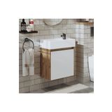 Roomart Ayaksiz Tek Kapakli Lavabolu Atlantik-Beyaz 50 Cm Banyo Dolabi