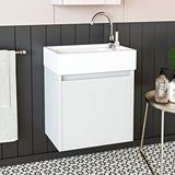 Roomart Ayaksız Tek Kapaklı Lavabolu Beyaz 50 cm Banyo Dolabı