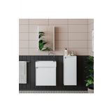Roomart Ayaksiz Tek Kapakli Lavabolu Mat Beyaz 50 Cm Banyo Dolabi Aynali Ust Dolabi Boy Dolabi