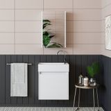 Roomart Ayaksız Tek Kapaklı Lavabolu Mat Beyaz 50 Cm Banyo Dolabı Mat Beyaz