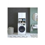 Roomart Banos Banyo Cd11 Camasir-Kurutma Makinesi Dolabi 3 Rafli 2 Kapakli Banyo Dolabi Mat Beyaz