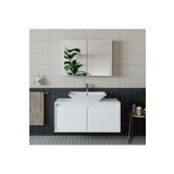 Roomart Banos Banyo Lavabolu Mat Beyaz Mdf 100Cm Banyo Dolap+Aynali Banyo Ust Dolap