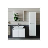 Roomart Banos Banyo Lavabolu Mat Beyaz Mdf 65Cm Banyo Dolabi+Aynali Banyo Ust Dolap+Banyo Boy Dolap