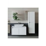 Roomart Banos Banyo Lavabolu Mat Beyaz Mdf 85 Cm Banyo Dolabi+Aynali Banyo Ust Dolap+Banyo Boy Dolap