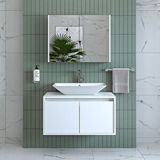 Roomart Banos Banyo Tm7.2 Mat Beyaz Mdf 85 Cm Banyo Dolabi + Aynali Banyo Ust Dolabi