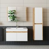 Roomart Banyo Alt Dolabı Lavabolu Atlantik - Beyaz Mat 85 Cm Atlantik Çam - Beyaz