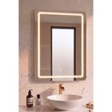 ROOMART Banyo Ayna Üst Dolabı, Gün Işığı Kumlamalı Dokunmatik Ledli Ayna, 60x80 cm