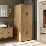 Roomart Banyo Dolabı 70X185 cm Kapaklı Atlantik Çam Renkli Çamaşır ve Kurutma Makinesi Dolabı