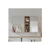 Roomart Banyo Dolabı Kulpsuz 2 Kapaklı Atlantik Çam Mdf 95 cm Aynalı Banyo Üst Dolabı