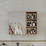 Roomart Banyo Dolabı Kulpsuz Tek Kapaklı Atlantik Çam Mdf 75 Cm Aynalı Banyo Üst Dolabı