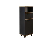 Roomart Çamaşır Sepetli Banyo Dolabı, Çok Amaçlı Çekmeceli Dolap 45 Cm Atlantik Çam Antrasit