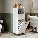 Roomart Çamaşır Sepetli Banyo Dolabı, Çok Amaçlı Çekmeceli Dolap 45 Cm Beyaz
