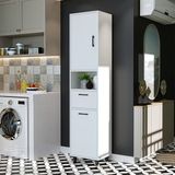 Roomart Camasir Sepetli Banyo Dolabi, Cok Amacli Cekmeceli Dolap 45 X 200 Cm