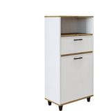 Roomart Çamaşır Sepetli Banyo Dolabı, Çok Amaçlı Çekmeceli Dolap 60 Cm Atlantik Çam - Beyaz