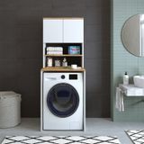 Roomart Cd9 Çamaşır Makinesi Dolabı 3 Raflı 2 Kapaklı Banyo Dolab Atlantik Çam - Beyaz