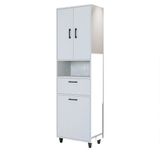 Roomart Çok Amaçlı Çekmeceli Çamaşır Sepetli Banyo Dolabı 60 x 200 cm Beyaz Renk Mat Yüzeyli Sağlıklı Malzeme