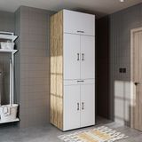 Roomart Dora Banyo Dolabı Kapaklı Çamaşır ve Kurutma Makinesi Dolabı 70X230 cm - Atlantik Çam - Beyaz