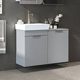 Roomart Dubai Kapaklı Ve Sepetli 92.2 Cm Mdflam Banyo Dolabı, Lavabolu Banyo Alt Dolabı Kül Gri