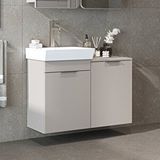 Roomart Dubai Kapaklı Ve Sepetli 92.2 Cm Mdflam Banyo Dolabı, Lavabolu Banyo Alt Dolabı Kumtaşi Beyaz