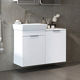 Roomart Dubai Kapaklı Ve Sepetli 92.2 Cm Mdflam Banyo Dolabı, Lavabolu Banyo Alt Dolabı Mat Beyaz