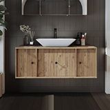 Roomart Gusto Ayaksız Lavabolu Mdf 120 Cm Çekmeceli Banyo Dolabı Çam