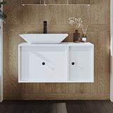 Roomart Gusto Ayaksız Lavabolu Mdf 90 Cm Çekmeceli Banyo Dolabı Beyaz