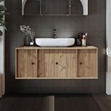 Roomart Gusto Ayaksız Oval Lavabolu Mdf 120 Cm Çekmeceli Banyo Dolabı Çam