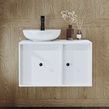 Roomart Gusto Ayaksız Oval Lavabolu Mdf 75 Cm Çekmeceli Banyo Dolabı Beyaz