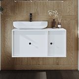 ROOMART Gusto Ayaksız Oval Lavabolu Mdf 90 Cm Çekmeceli Banyo Dolabı