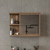 Roomart Kulpsuz Tek Kapaklı Mat Suntalam 60 cm Aynalı Banyo Üst Dolabı - Atlantik Çam