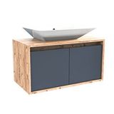 Roomart Lavabolu 85 cm Ahşap Antrasit Asma Banyo Dolabı