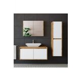 Roomart Lavabolu Ahsap Mat Beyaz Mdf 100 Cm Banyo Dolabi + Aynali Banyo Ust Dolabi + Boy Dolabi