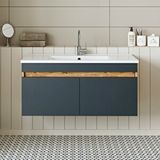 Roomart Lavabolu Atlantik- Antrasit Mat Mdf 100 cm Banyo Dolabı
