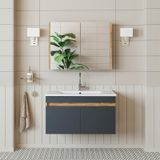 Roomart Lavabolu Atlantik - Antrasit Mat Mdf 85 Cm Banyo Dolabı Atlantik Çam - Antrasit