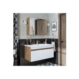ROOMART '' Lavabolu '' Atlantik-beyaz Mat Mdf 100 Cm Banyo Alt Dolap Aynalı Üst Dolap Banyo Dolabi Seti