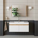Roomart '' Lavabolu '' Atlantik-beyaz Mat Mdf 100 Cm Banyo Alt Dolap + Aynalı Üst Dolap