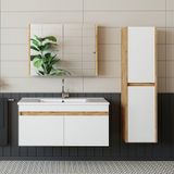 Roomart '' Lavabolu '' Atlantik-Beyaz Mat Mdf 100 Cm Banyo Dolabı Atlantik Çam - Beyaz