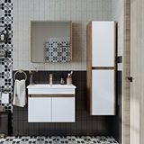 Roomart '' Lavabolu '' Atlantik-beyaz Mat Mdf 65 Cm Banyo Alt Dolap + Aynalı Üst Dolap + Boy Dolap Çok Renkli