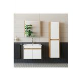 Roomart '' Lavabolu '' Atlantik-beyaz Mat Mdf 65 Cm Banyo Alt Dolap + Aynalı Üst Dolap + Boy Dolap