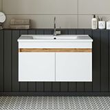 Roomart '' Lavabolu '' Atlantik-beyaz Mat Mdf 85 Cm Banyo Alt Dolabı