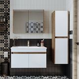 Roomart '' Lavabolu '' Atlantik-beyaz Mat Mdf 85 Cm Banyo Alt Dolap + Aynalı Üst Dolap + Boy Dolap