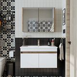 Roomart '' Lavabolu '' Atlantik-beyaz Mat Mdf 85 Cm Banyo Alt Dolap + Aynalı Üst Dolap Çok Renkli