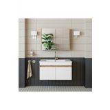Roomart '' Lavabolu '' Atlantik-beyaz Mat Mdf 85 Cm Banyo Alt Dolap + Aynalı Üst Dolap