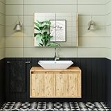 Roomart Lavabolu Mat Ahşap Mdf 85 Cm Banyo Dolabı + Aynalı Banyo Üst Dolabı