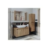 Roomart Lavabolu Mat Ahşap Mdf 85 Cm Banyo Dolabı+aynalı Banyo Üst Dolabı+boy Dolabı
