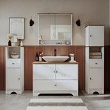 Roomart Lavabolu Mat Beyaz Mdf 100 Cm Çekmeceli Banyo Dolabı + Aynalı Üst Dolabı + 2 Adet Boy Dolabı