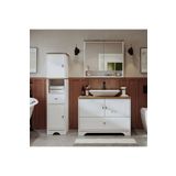 Roomart Lavabolu Mat Beyaz Mdf 100 Cm Çekmeceli Banyo Dolabı + Aynalı Üst Dolabı + Boy Dolabı